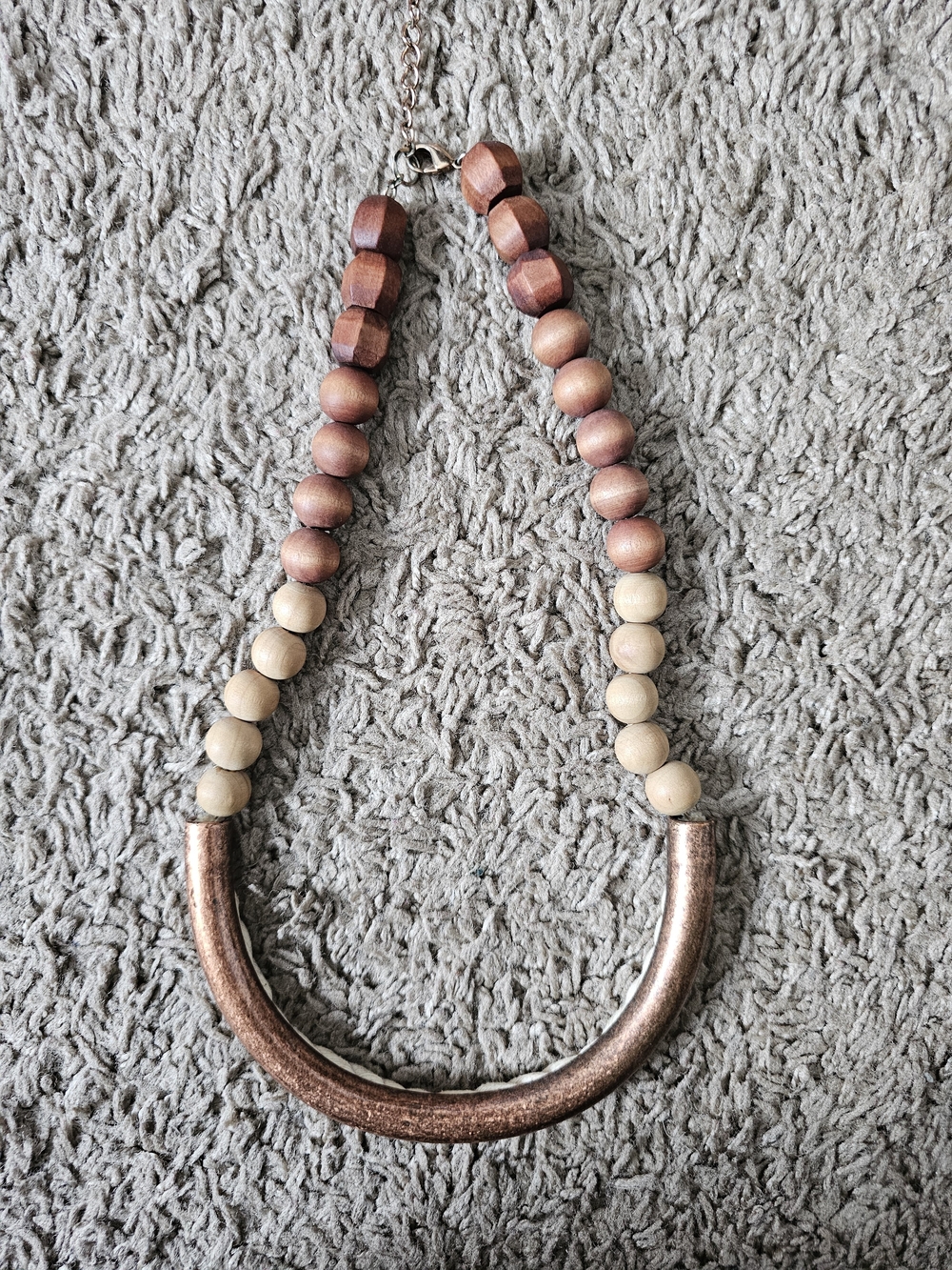 Anthropologie Brass And Wood Statement Necklace